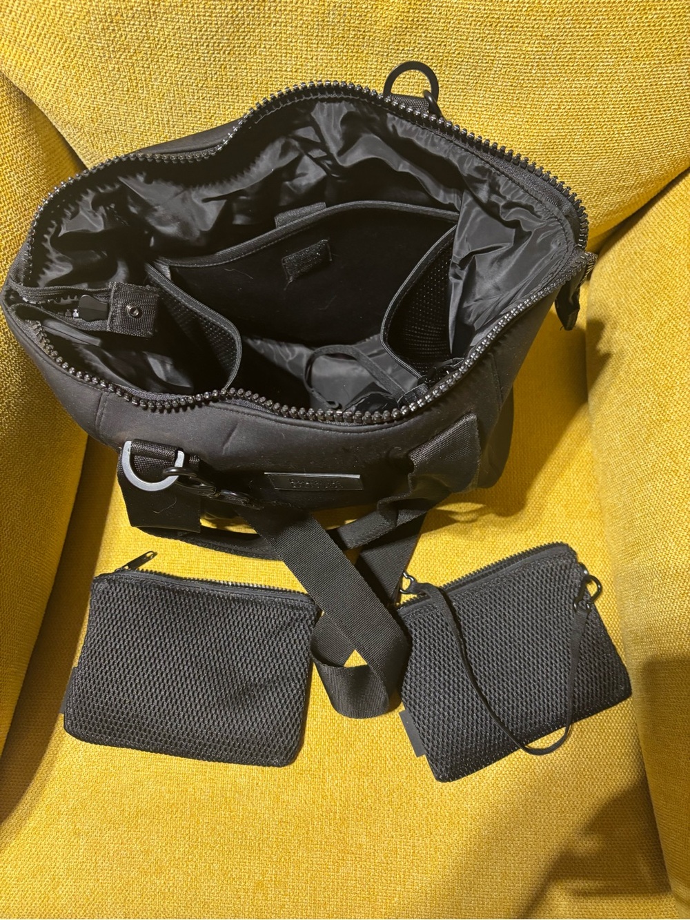 Dagne Dover Black Tote with Removable Mesh Pouches